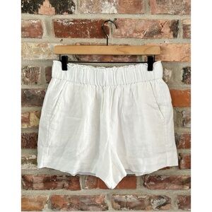 J. Crew White Linen Cotton Pull On Shorts, S